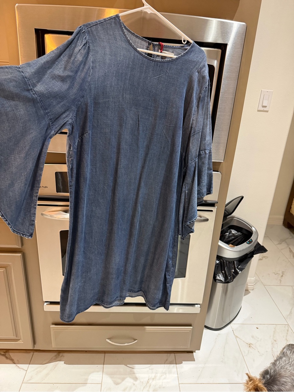 Macy's Blue Denim-Look Long Sleeve Dress